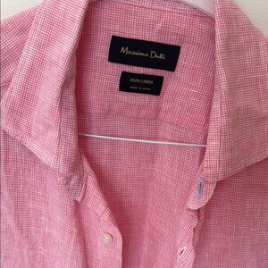 Massimo Dutti Pink Linen Men's Shirt